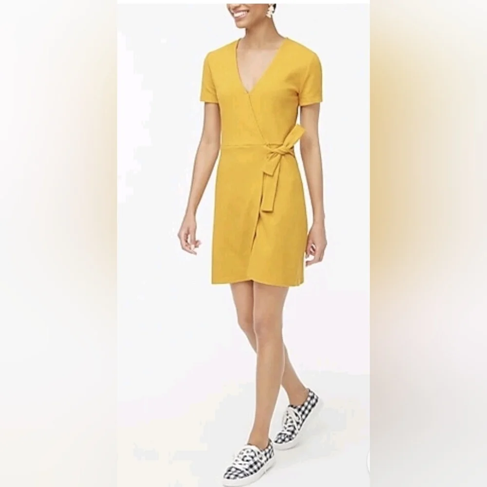 J. Crew Yellow Tie-Waist Midi Dress Never‎ Woern